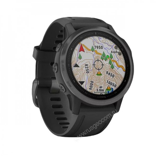 Часы Garmin Fenix 6S Sapphire серый DLC с черным ремешком