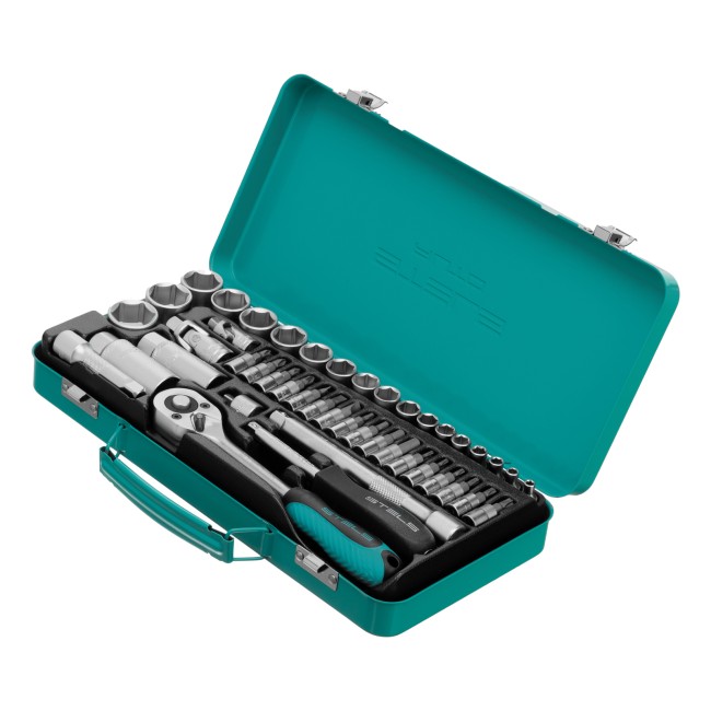 Набор торцевых головок с трещоткой 1/4"и 3/8" 44 предмета Stels