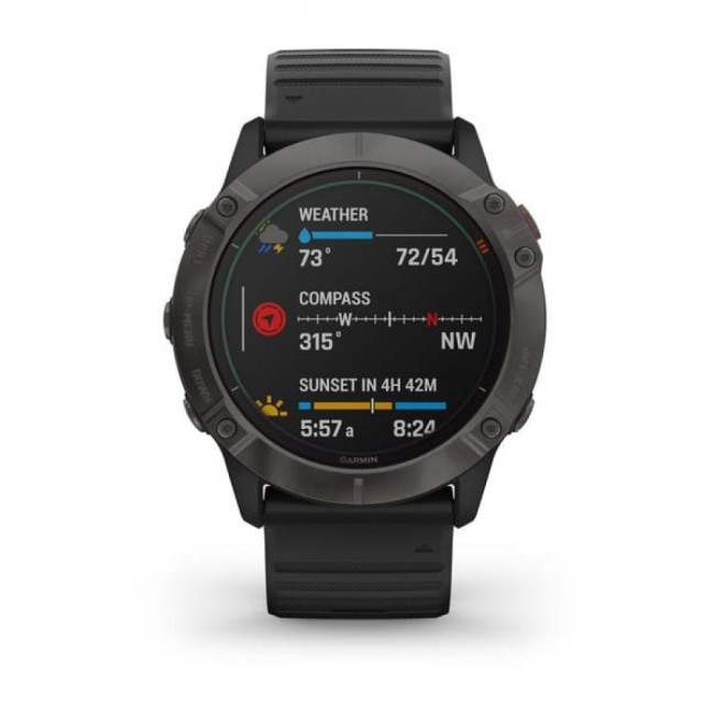 Часы Garmin Fenix 6X Pro Solar титановый серый DLC с черным ремешком Часы Garmin Fenix 6X Pro Solar титановый серый DLC с черным ремешком