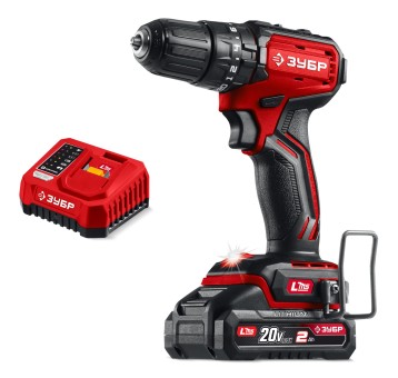 Бесщеточная ударная дрель-шуруповерт ДБУ-45-21 ЗУБР 20 В, 45 Н·м, 1 АКБ LMS (2 А·ч)