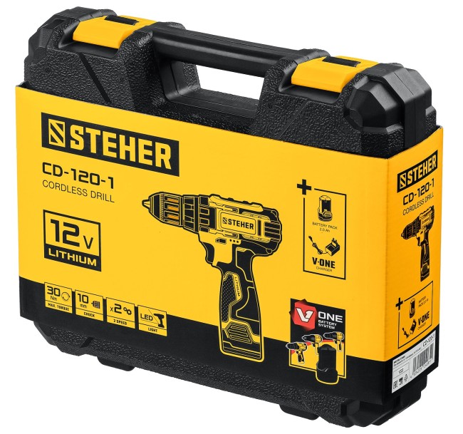 Дрель-шуруповерт CD-120-1 STEHER 1 АКБ