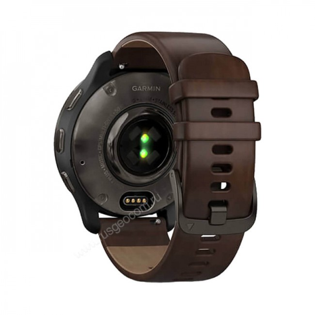 Часы Garmin Venu 2 Plus серый с серым безелем и кожаным ремешком