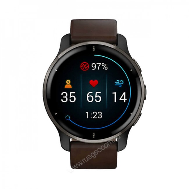 Часы Garmin Venu 2 Plus серый с серым безелем и кожаным ремешком