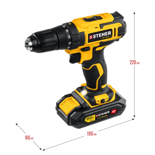 Дрель-шуруповерт CD-200-1 STEHER 1 АКБ Дрель-шуруповерт CD-200-1 STEHER 1 АКБ