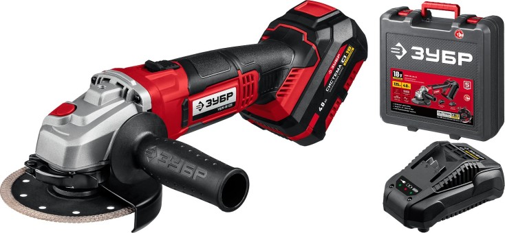 Угловая шлифовальная машина УШМ-18-125-41 ЗУБР 1 АКБ