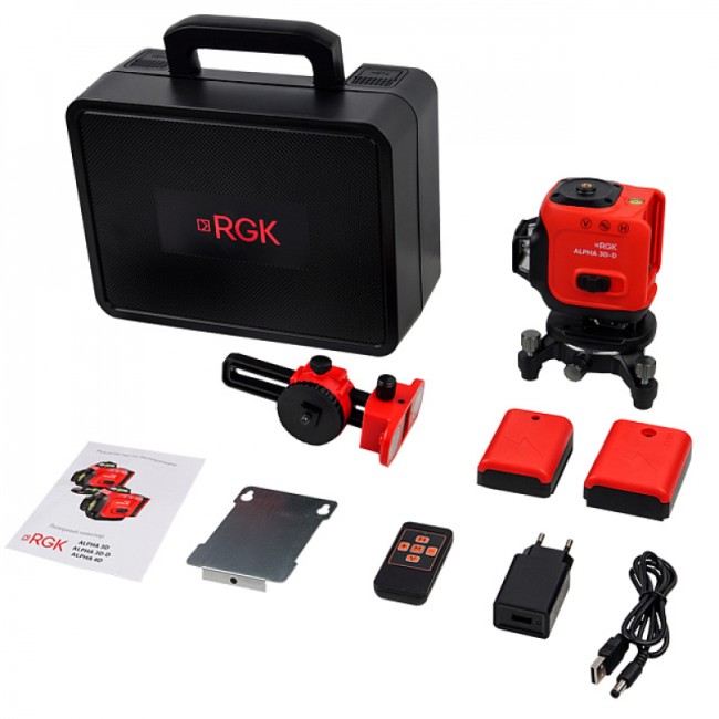 Лазерный уровень RGK ALPHA 3D-D с зелёным лучом Лазерный уровень RGK ALPHA 3D-D с зелёным лучом