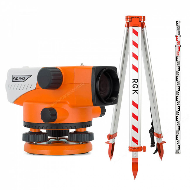 Комплект оптический нивелир RGK N-32 + штатив S6-N + рейка AMO S3 Комплект оптический нивелир RGK N-32 + штатив S6-N + рейка AMO S3