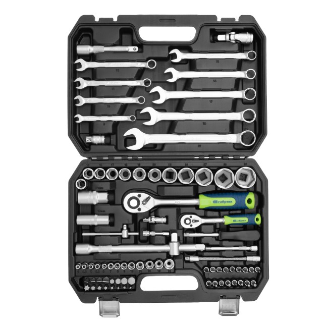 Набор инструментов 1/2", 1/4" 82 предмета Сибртех Набор инструментов 1/2", 1/4" 82 предмета Сибртех