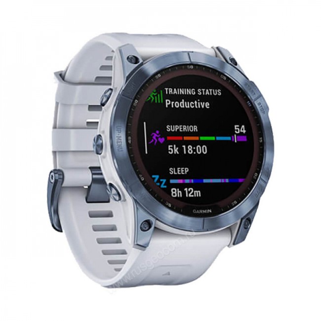 Часы Garmin Fenix 7X Sapphire Solar титановый синий минерал DLC с белым ремешком Часы Garmin Fenix 7X Sapphire Solar титановый синий минерал DLC с белым ремешком