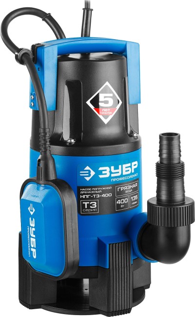 Дренажный насос для грязной воды, Профессионал НПГ-Т3-400 ЗУБР 400 Вт