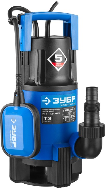 Дренажный насос для грязной воды, Профессионал НПГ-Т3-750 ЗУБР 750 Вт