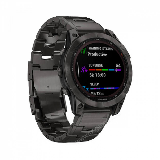 Часы Garmin Fenix 7 Sapphire Solar титановый угольно-серый DLC с угольно-серым титановым DLC браслетом