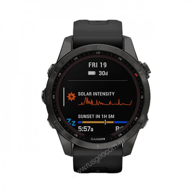 Часы Garmin Fenix 7S Sapphire Solar титановый угольно-серый DLC с силиконовым ремешком Часы Garmin Fenix 7S Sapphire Solar титановый угольно-серый DLC с силиконовым ремешком