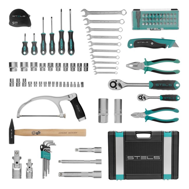 Набор инструментов 1/2", 1/4", CrV 98 предметов Stels Набор инструментов 1/2", 1/4", CrV 98 предметов Stels