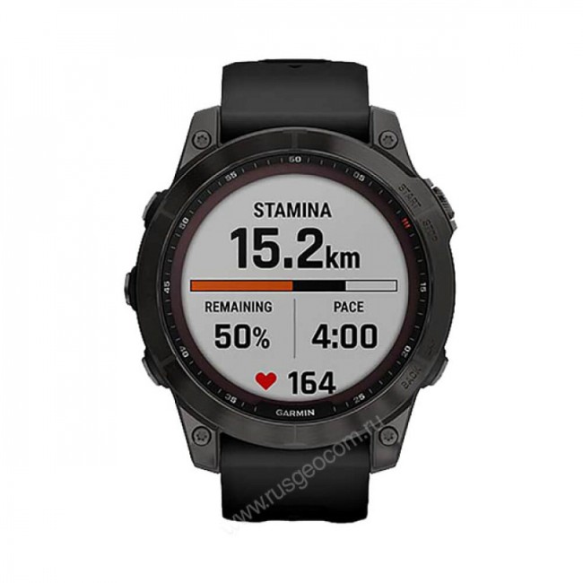 Часы Garmin Fenix 7 Sapphire Solar титановый серый DLC с черным ремешком